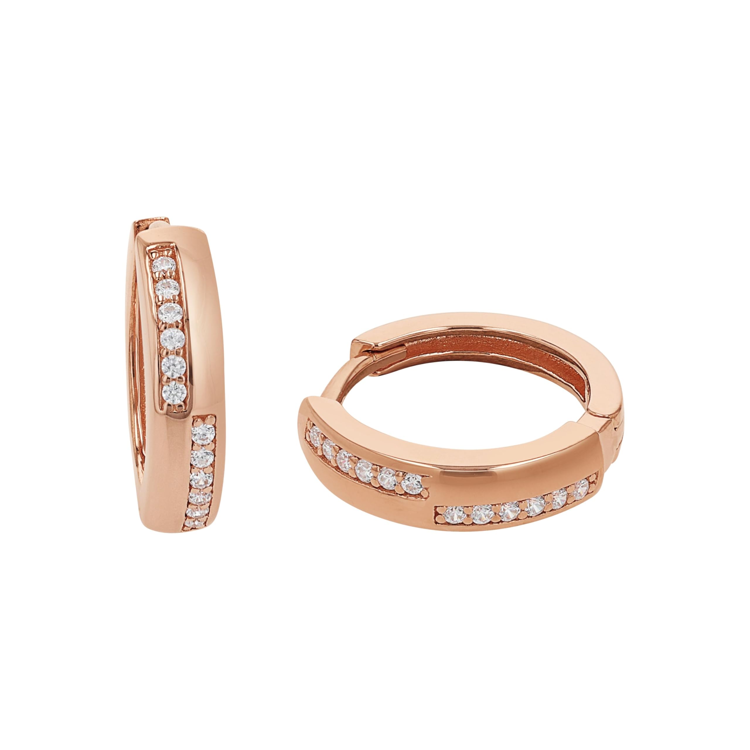 Amor Creoles Women Ear jewelry, with Zirconia synth., 15 cm, Rosé, Comes in jewelry gift box, 2022065