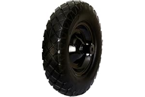 MACHO Flat-Free Black Wheel 400-8 | 16" Solid Polyurethane Tire with 5/8" Hub | 150 kg Load Capacity | Anti-Corrosion Steel R