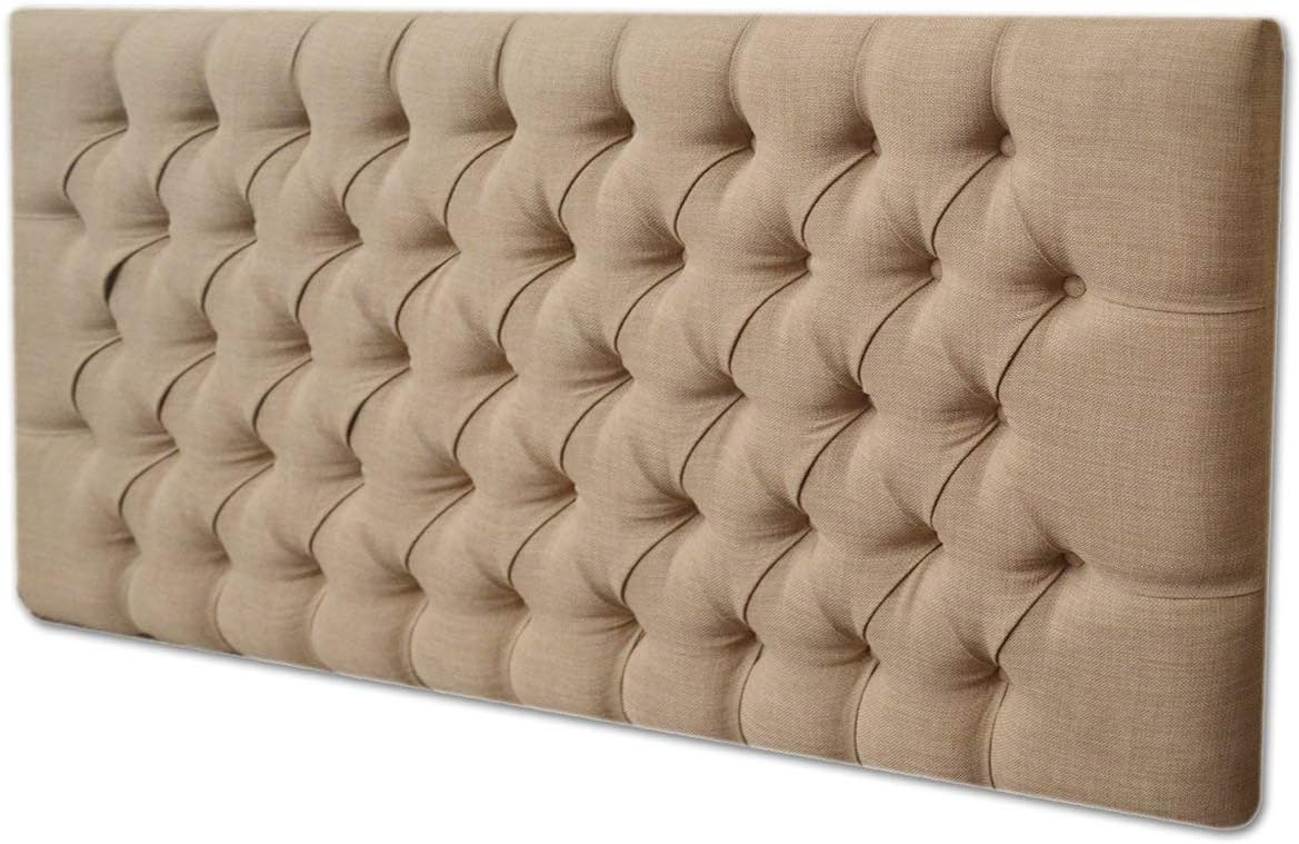 2FT6,3FT,4FT,4FT6,5FT Designer New Style Fabric Matching Buttons HEADBOARD (4FT6 Double, Black Chenille)