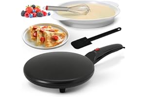 NutriChef Electric Crepe Maker, Cooks Roti, Tortillas, Pancakes, Nonstick Cooktop, 8-inch Cook Area On/Off Switch, Automatic 