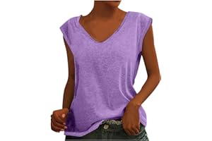 jsaierl Womens Cap Sleeve Tank Tops Casual T-Shirt V Neck Summer Tees Blouse Loose Fit Basic Shirts Fashion 2024