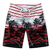 ALiberSoul Men's Coconut Tree Print Tropical Design Boardshorts