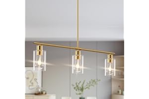 Yarlkav Kitchen Island Lighting, 3-Lights Linear Chandeliers Rectangle Pendant Light Fixtures for Dining Room Farmhouse Hangi