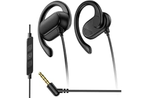 3.5mm Wired Open Ear Earbuds with EarHook Secure Fit for Running Exercising Gym, 3.5mm Plug Over Ear Headphones With Mic HiFi