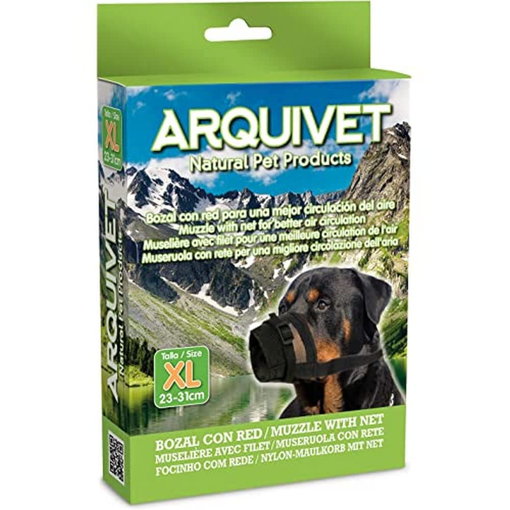 Arquivet Nylon Dog Muzzle with Net - XL, Black (8435117819306)