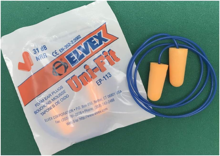 Elvex Unifit Corded Foam Ear Plug, 1 Pair, 31 Nrr (EP113