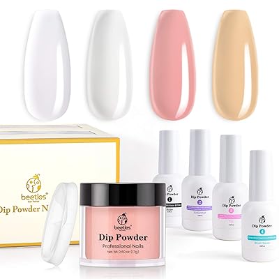 Buy Beetles Nail Dip Powder Kit With Activator Base Top Coat Gel 4 Colors Clear White Pink Nude French Tip Nails 0 6 Oz Bot Dip Powder Nail Kit Starter For Home Salon French