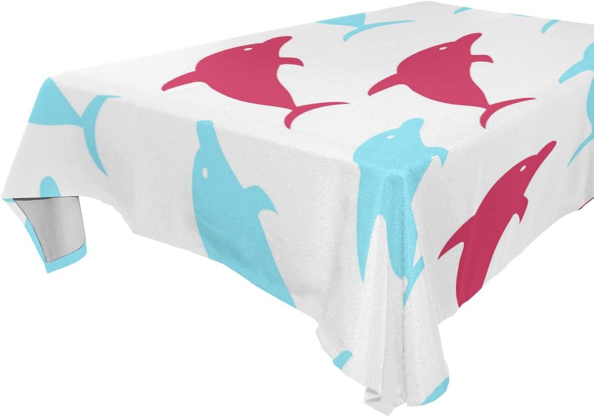 WDYSECRET Dolphins Polyester Printing Tablecloth 60x60(in)