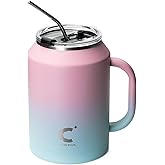 Coolplus Tumbler with Handle 50 oz Mug, Large Stainless Steel Travel Insulated Water Cup with 2-in-1 Lid and Straw, Double Wall Metal Keep Cold 36 hrs, Sweet Proof BPA-Free，Sweet Candy