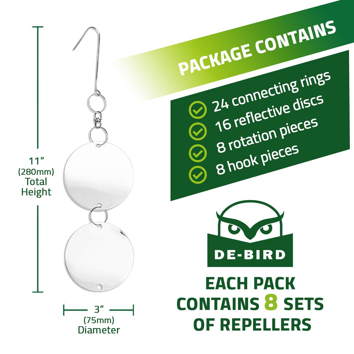 De-Bird Repellent Disks - Bird Proof Your Property in Minutes from