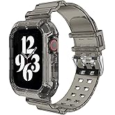Wrist-B Compatible for Transparent Clear Apple Watch Bands 45mm 44mm 46mm 42mm 41mm 40mm 38mm 49mm Sport Band with Bumper Case for iWatch Series 11 10 9 8 7 SE 6 5 4 3 2 1, Ultra 3/2/1