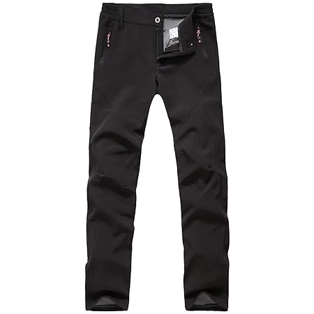 FLYGAGA Damen Outdoorhose Softshellhose Wanderhose Gefüttert Fleece Warm Mit Gürtel Wasserdicht Winddicht Softshell Schnelltr