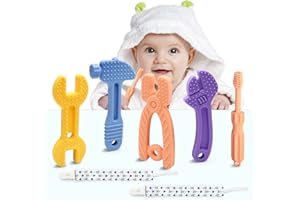 FRERDUI Baby Teething Toys,Teething Toys for 0-6 Months BPA Free Silicone Baby Toys Baby teethers Chew Toys,Teething Toys for Babies Soft Hammer Wrench Scissors Shape Gift