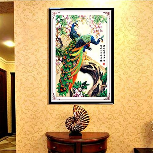 Farsla Peacock Picture Landscape 5D Diy Round Diamond Painting Mosaics Embroidery Rhinestone Painting for Wall Decor 32x45cm