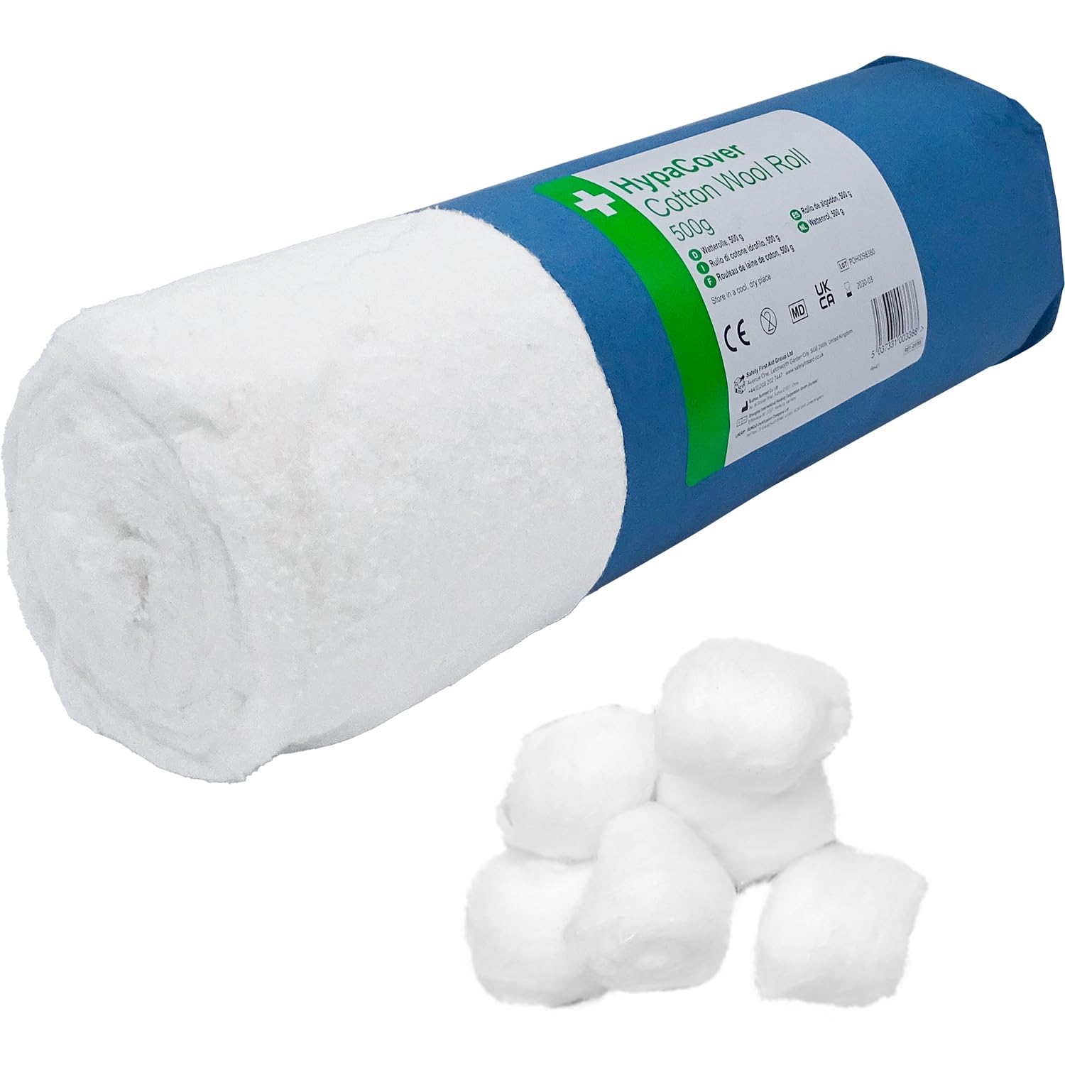 Safety First Aid Group Group HypaCover Cotton Wool Roll BPC, 500gm (Packaging may vary)