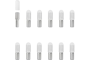 whitesnow 5mm 1/4 Inch Stainless Steel Metal Shelf Pegs Pins Replacement Kitchen Cabinet Shelves Support Holders for Bookshelf Bookcase Cupboard Adjustable Wood Glass Shelving, Pack of 12
