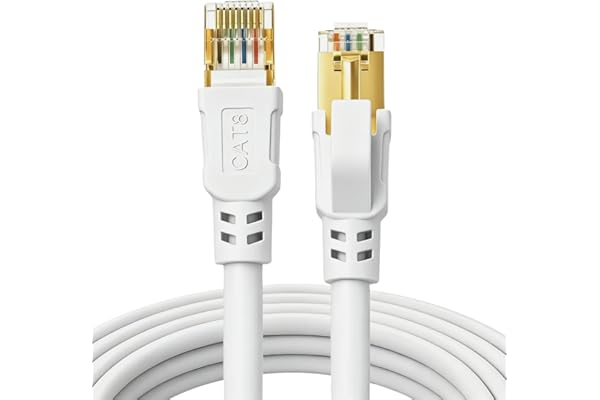 DDMALL CAT8 Ethernet Cable 10ft, High Speed 40Gbps 2000MHz Gigabit Internet Network LAN F/FTP CAT8 Patch Cord with Gold Plate