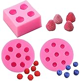 3Pcs/Set 3D Mini Strawberry, Raspberry &amp; Blueberry Silicone Fondant Molds Soap Candle Mulberry Wax Melts Molds Berries Chocolate Candy Mold for Cake Cupcake Topper Decoration