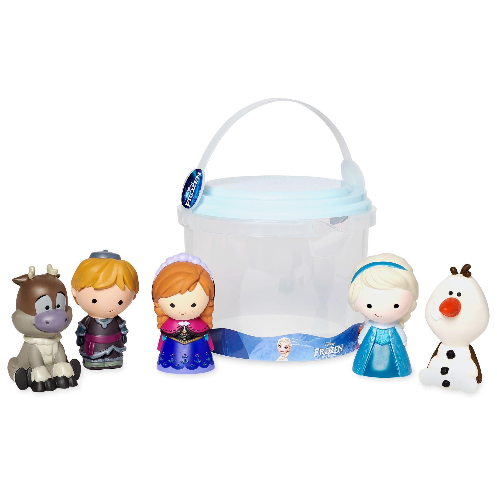 Disney Store Official Frozen Bath Toy Set, 5 Pc. Set, Includes Anna, Elsa, Olaf, Sven and Kristoff Frozen Toys with Storage Bucket, Suitable for 6 Months+ — image 1