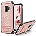 Galaxy S9 Case, BENTOBEN Bling Glitter Samsung S9 Case 2 in 1 Slim Hybrid TPU Bumper Hard PC Cover Coat Sparkly Shiny Cute Faux Leather with Metal Kickstand for Girls Samsung Galaxy S9 Rose Gold/Pink