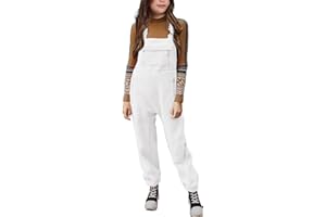 CharmWM Girls Winter Warm Fleece Adjustable straps Jumpsuits Casual Loose Overalls with Pockets 5-14 Years