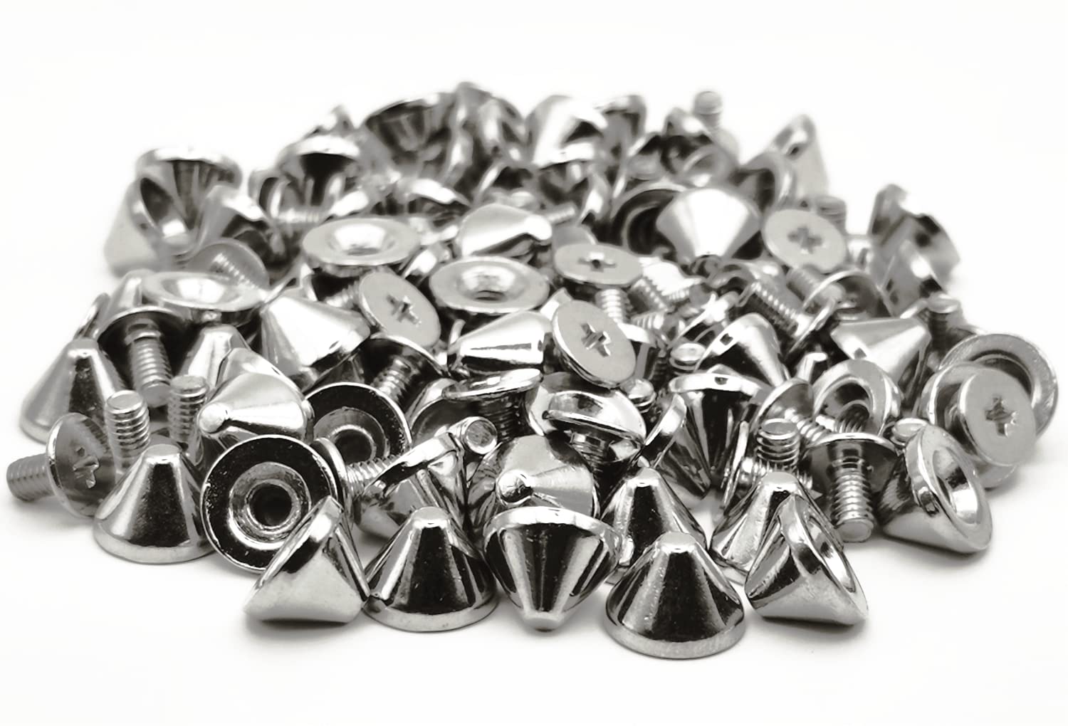 Daisybee スタッズ パーツ 鋲 スパイク 円錐タイプ 100個セット パンク リメイク 製作に (高さ6mm×直径8.6mm) の商品画像