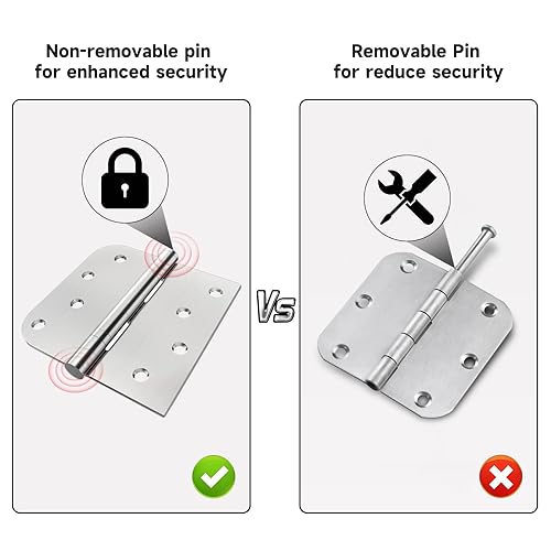 Sds Sliding Door Hinges Hinge Outlet Square Ball Bearing Commercial Door Hinges, Heavy Duty Steel, Non-Removable Pin (4 Inch,Satin Nickel, 2 Pack 4 Inch Door Hinges