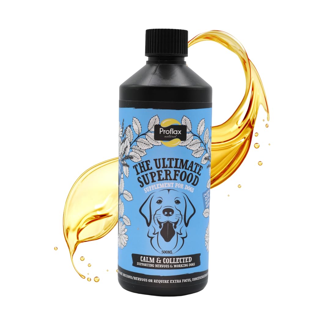 Proflax Natural Calm & Collected Oil Supplement for Dogs, 500ml - Supports Dog or Puppy with Anxiety without Drowsiness - Great for Use Alongside Training/Behaviour Programme