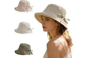 3Pcs Women's Bucket Hat with Matching Plaid Strap, Stylish Wide Brim for Summer, Suitable for Everyday Wear Multi