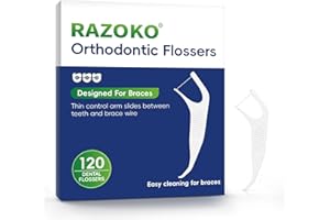 RAZOKO Orthodontic Flossers for Braces, Ortho Dental Floss Picks for Adults & Kids, Premium Thin Floss,Designed for Braces, U