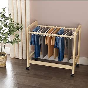 Fkdeyijia Pantalones de Madera movibles Rack, Toallero con ...