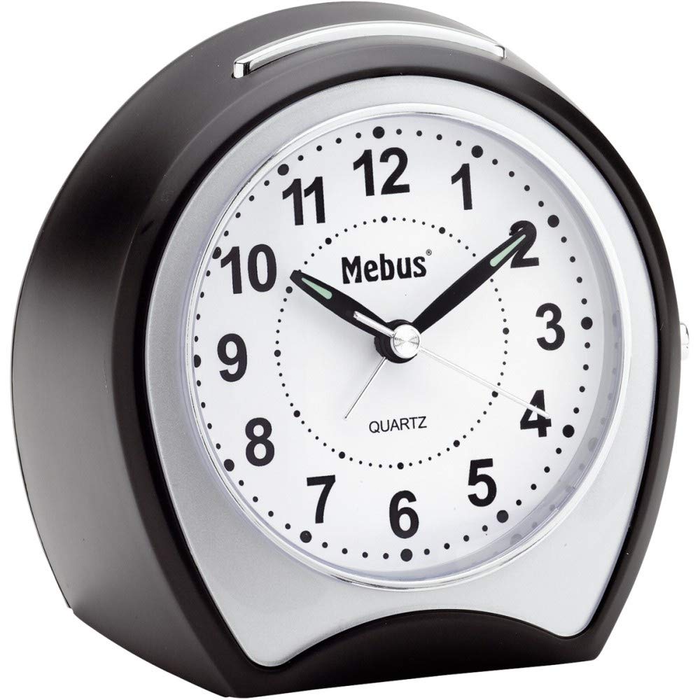 Mebus Alarm Clock, Plastic, Black, Normal CA-B202, 11.5 x 13 x 7 cm