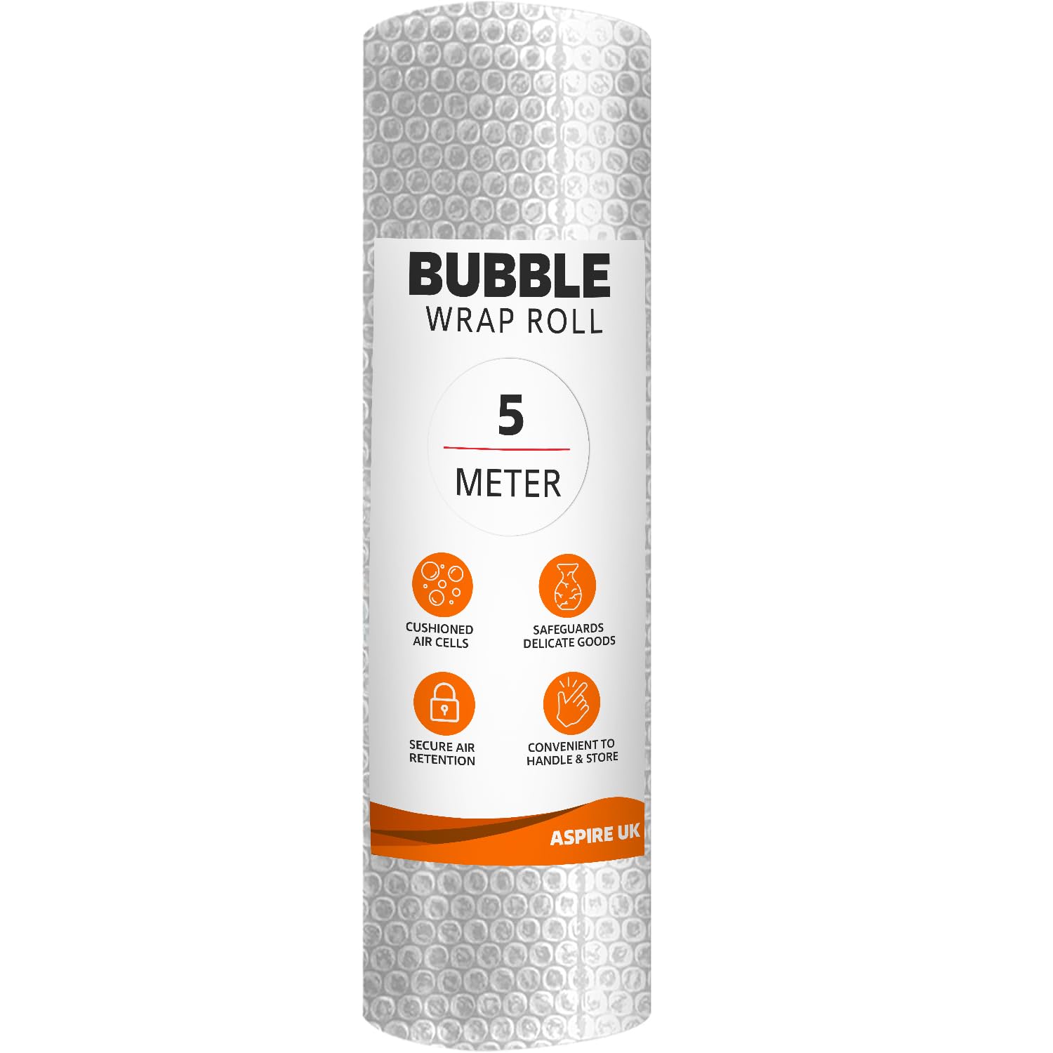 ASPIRE UK Bubble Wrap Roll 300mm x 5m – Clear Polythene Air Cushion Wrap for House, Office & Warehouse Packing – Durable Packaging Material for Shipping, Storage & Item Protection