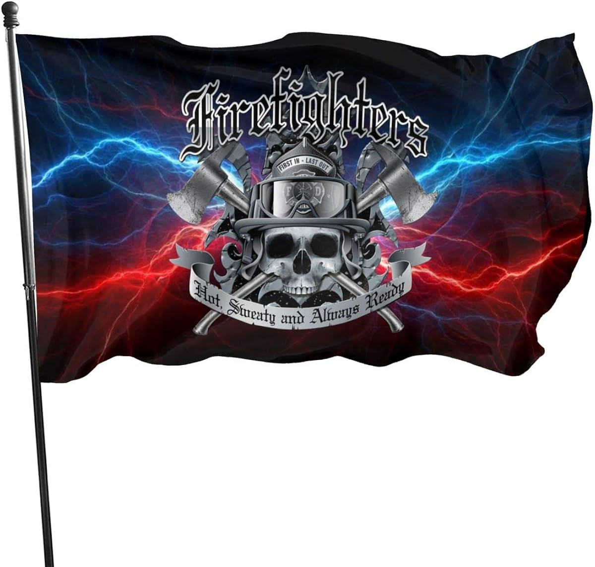 Firefighters Ready 3x5 FT American Flag, Outdoor Banner, Family Banner, Garden Banner Black