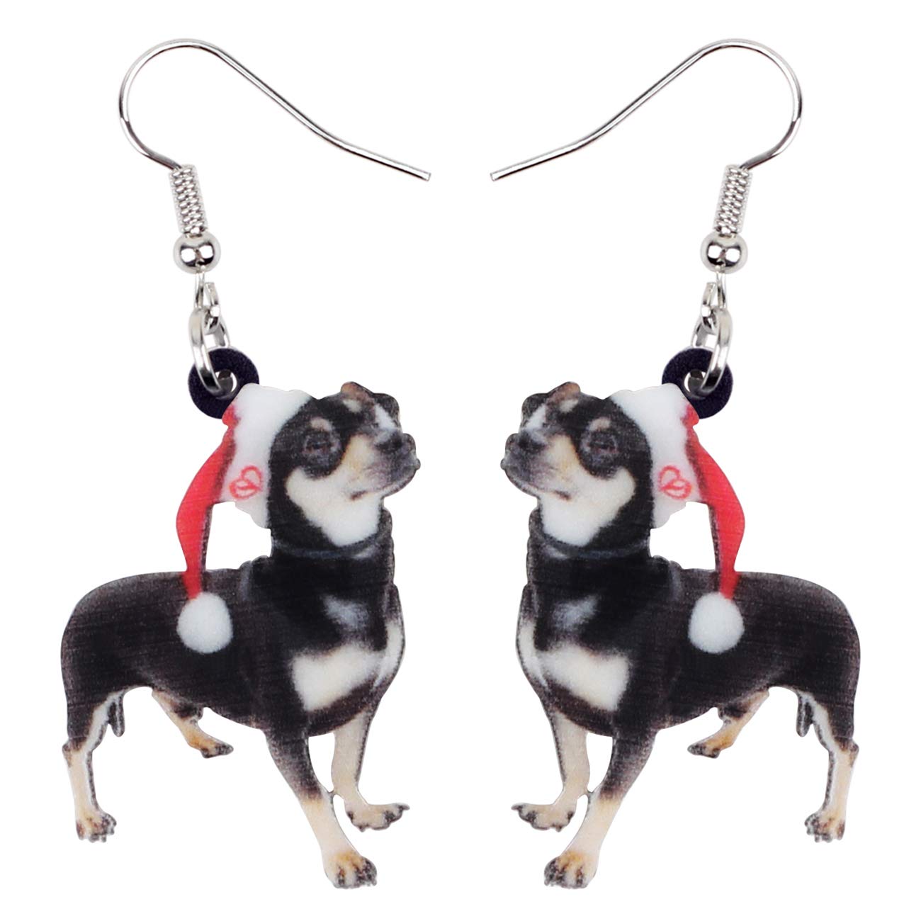 Cute Christmas Dog Earrings Dangle Jewelry for Girl Women Gift Charms (Christmas Chihuahua)