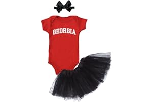 HAASE UNLIMITED Georgia - State Proud Strong Pride Sports Baby Bodysuit + Tutu Skirt + Bow Headband Set