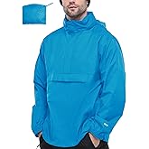 33,000ft Men's Pullover Rain Jacket Waterproof with Hood Lightweight Packable Raincoat Windbreaker for Golf Travel