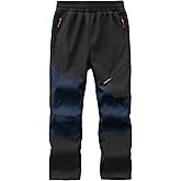 Buyboxs Kids Winter Pants Fleece Lined Waterproof Boys Ski Pants Thermal Outdoor Softshell with Zipper Pockets