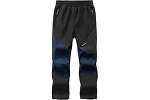 Buyboxs Kids Winter Pants Fleece Lined Waterproof Boys Ski Pants Thermal Outdoor Softshell with Zipper Pockets