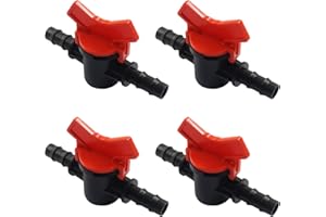 Moicstiy 4Pcs 3/8Inch Drip Irrigation Switch Valve, Barbed Ball Valve Shut-Off Switch with Hose Barb for Agricultura Garden
