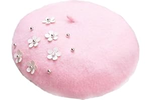 Brcus Kids Girls Wool Felt Flowers Beret Hat French Artist Beanie Cap