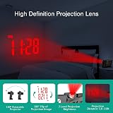 ORIA 7.8" LED Mirror Projection Alarm Clock 180° Rotatable USB Charger Snooze view 3