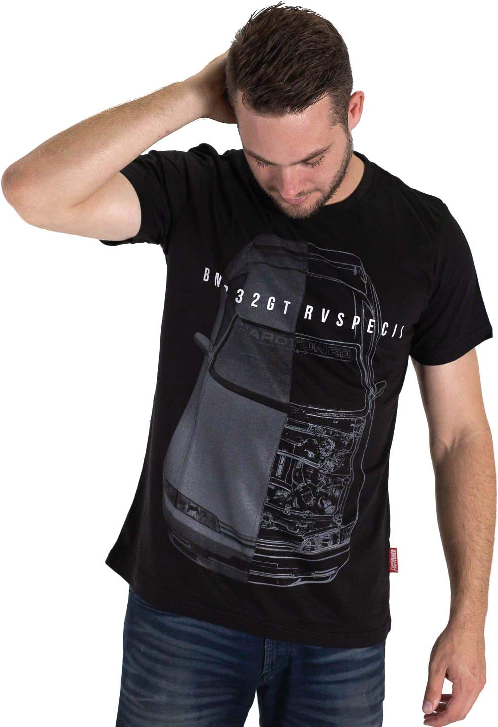 Nissan Skyline GTR R32 Godzilla Turbo Drift JDM Mens Split Tee Shirt Black