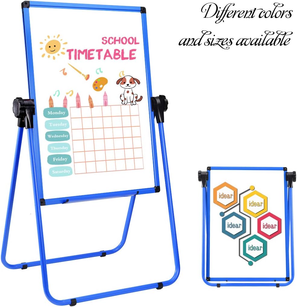 Magnetic Easel Dry Erase Board Portable U-Stand Whiteboard Height Adjustable Rotating Foldable 23x35 Inches, for Home Office School Outdoors (23x35,Blue)