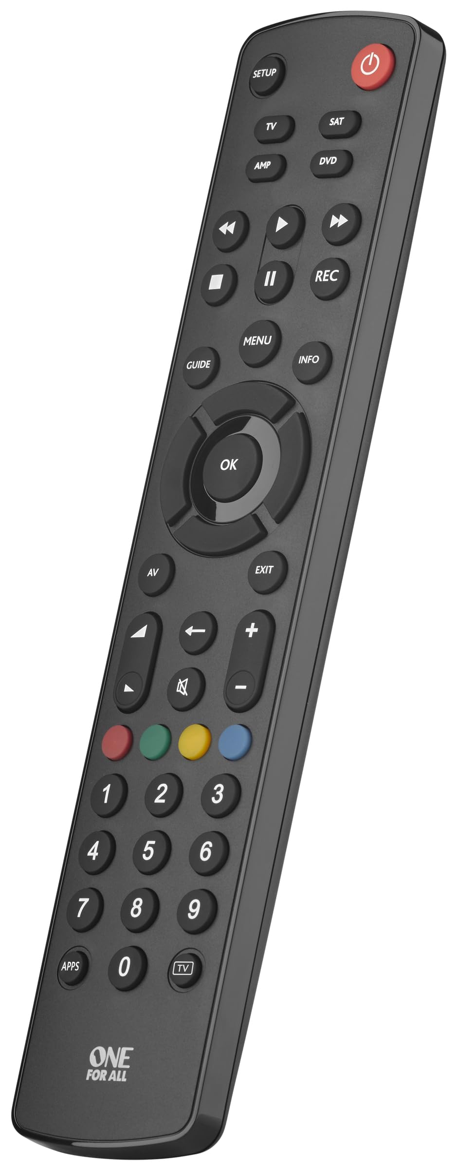 One For All Contour Universal 4 in 1 Remote Control - Black - URC1240