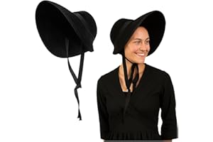 Nicky Bigs Novelties Womens Colonial Pilgrim Bonnet Hat Bo Peep Christmas Caroler Hats Victorian Handmaids Costume Accessory