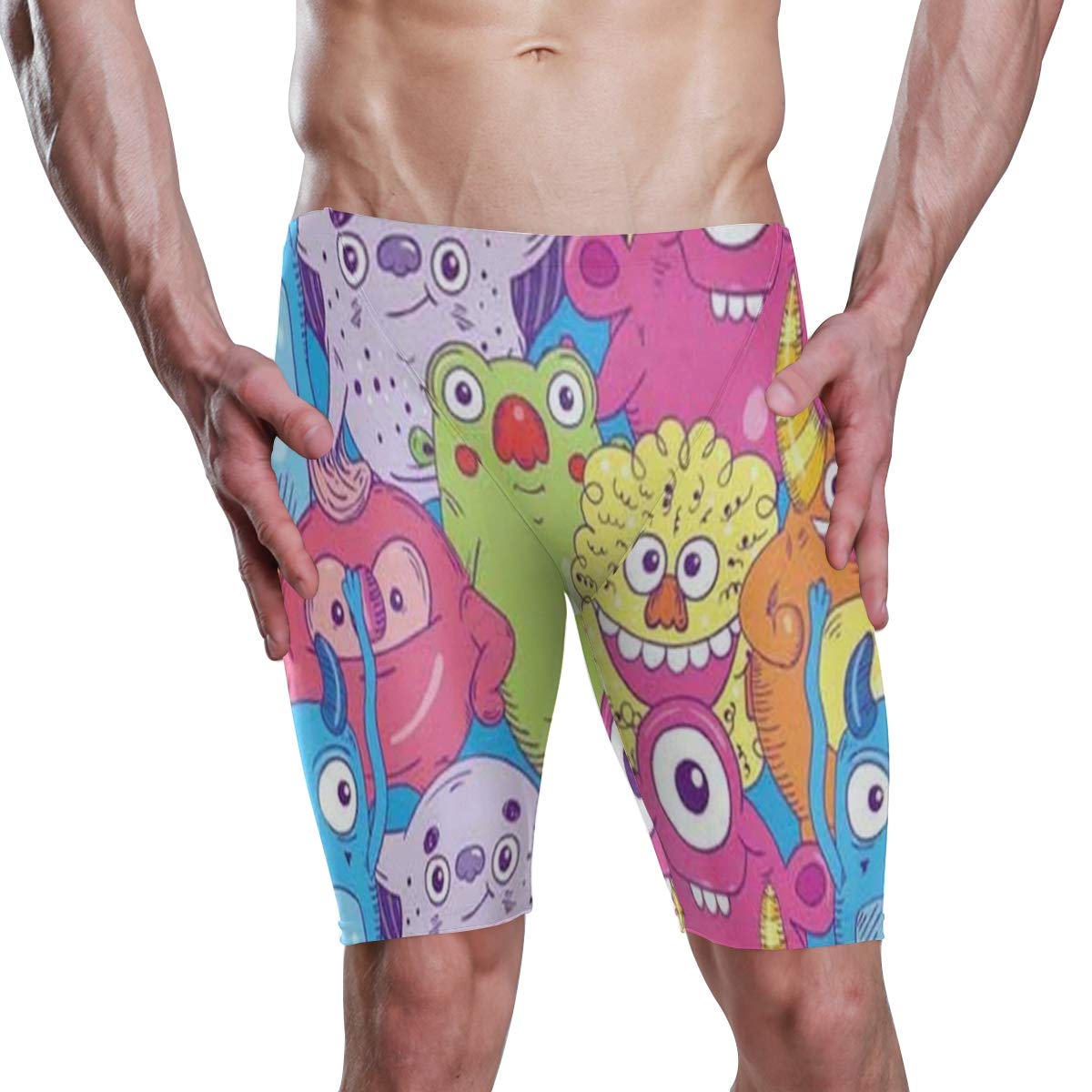 Monster Seamless Pattern Ocean Swimwear Mens Swim Jammer Shorts Swimsuit for Boys