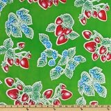 Oil Cloth Strawberries Green Fabric By The Yard