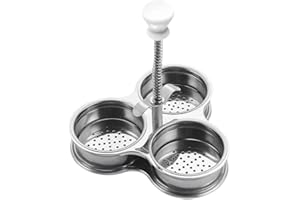 MotiveTech Stainless Steel Egg Poacher Egg Maker Compact Simple Cleaning Kitchen Gadget with Handle Poaching Pan 3 Poached Eg