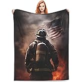 Turamurra Firefighter Blanket Fireman Birthday Gifts for Men Fire Fighter Hero Fire Blanket Soft Fuzzy Warm Plush Flannel Throw Blankets for Sofa Couch Bed Home Decor 50"X60"